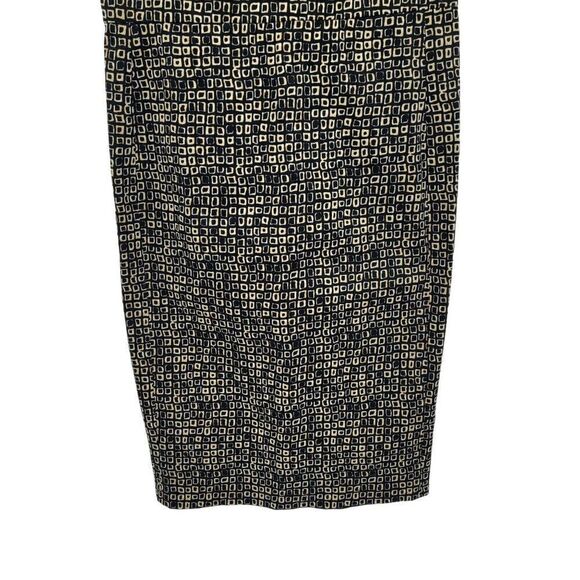 Kasper Geometric Print Sleeveless Sheath Dress 6 Black Brown 3D Ribbon Neckline - Picture 10 of 11